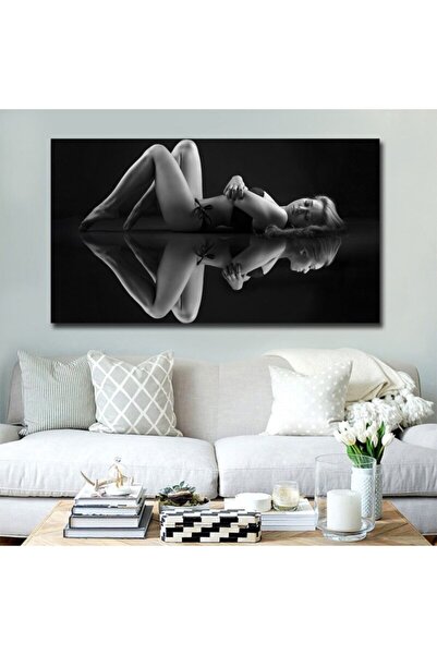 PrintiesPlus Siyah Beyaz Nü Kadın Dekoratif Kanvas Tablo