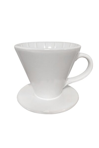 Vivas Beyaz Dripper Seramik Kahve Demleme Aparati V60