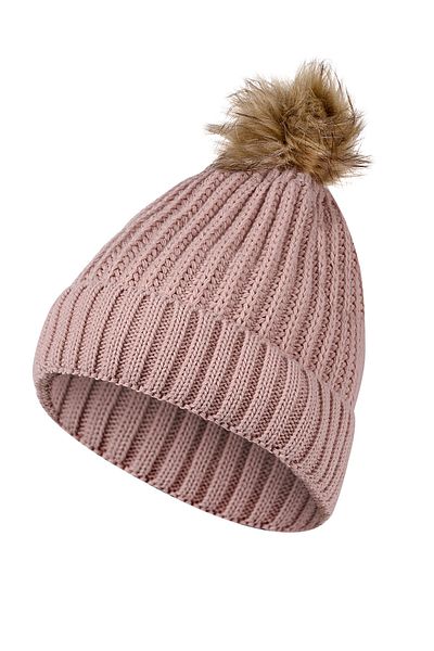 nettofit Women's Fur Pompom Woolen Powder Colored Beret