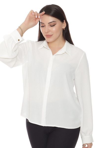 Selent Women's White Hidden Button Large Size Shirt