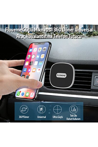 Ally Mobile Floveme Güçlü Mıknatıslı 360 Döner Universal Araç Havalandırma Te...