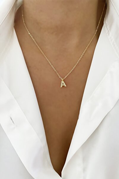 Clare's Store Ince Zincir Zirkon Taşlı Harf Kolye A Harfi