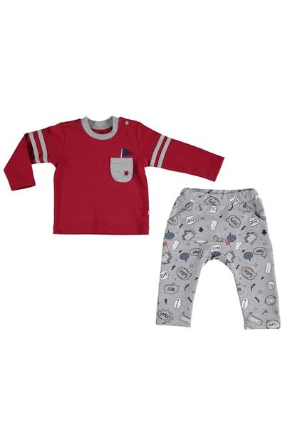 Bibaby 59621 طقم رجالي مكون من قطعتين من Crazy Boy - طقم علوي وسفلي باللون العنابي