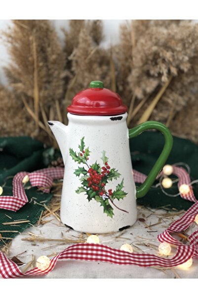 Genel Markalar Kapaklı El Yapımı Seramik Sürahi - Yılbaşı Yeniyıl Temalı Kokina