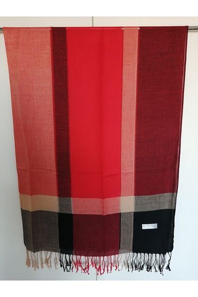 Butik Tülin Unisex Authentic Acrylic Multicolor Striped Tassel Shawl