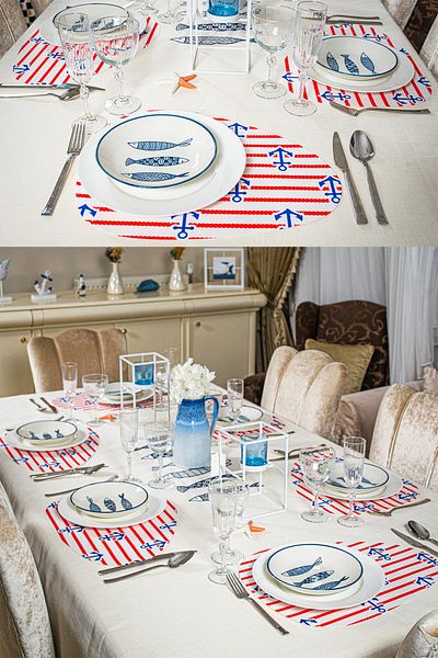 Hayveys home 6 Pieces Nautical Themed Placemat Set