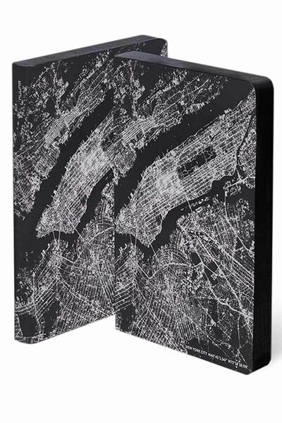 NUUNA Gray Dotted Notebook Night Light Over Nyc Silver (A5 Premium Paper - 176 Pages)