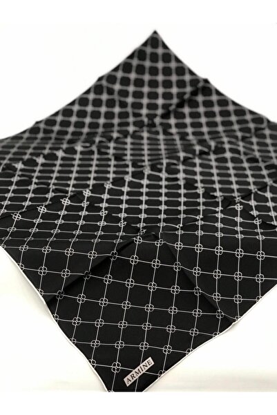 Armine 8555-14 Γυναικείο μεταξωτό φουλάρι Sura με γεωμετρικό σχέδιο σε μαύρο ...