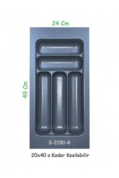STARAX S-2293-G Gray Plastic Spoon Holder Drawer Inside