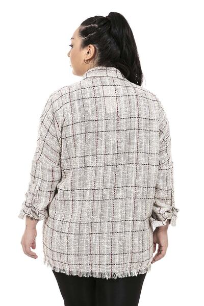 DISENTIS MODEST Cămașă cu dungi Bordeaux, mărime mare, cu detaliu de ciucuri