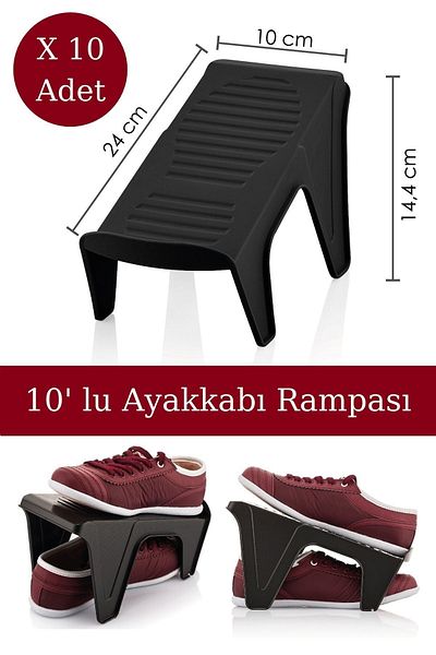 Nandy Home Черна рампа за обувки от 10 части