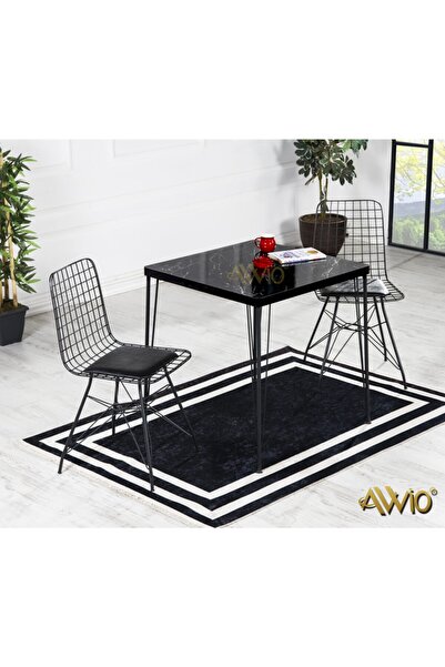 AVVİO 70x70 Defne 2 Kişilik Yemek Masası-mutfak Masası Masa Sandalye-siyah Me...