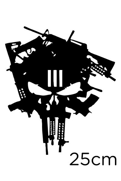 New Jargon Autocolant autocolant cu craniu soldat al armatei Punisher 25 cm - negru