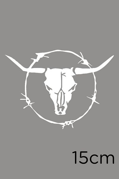 New Jargon Autocolant Antlers Bull And Barbed Wire Sticker Pastă 15cm - Alb