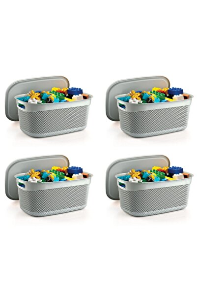 Melkan Home Basket with Lid Toy Basket Storage Box 4 Pieces 9 Liters