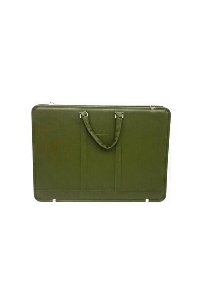 BBACK Suni Deri Körüklü Proje Resim Çantası 40x55 cm Haki