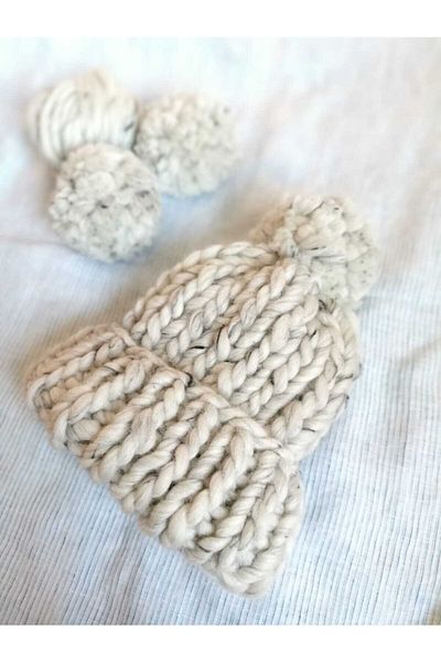 Sihirlihalka 100% Handmade Wool Beret White Melted (Big Bowknot)