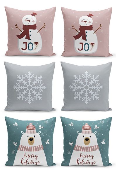 Filamente 6-Piece Throw Pillow Cover Set New Year's Eve Christmas Pattern Double-Sided Digital Printed