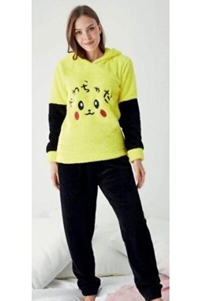 Pikaçu Modelli Kapüşonlu Pijama Takımı