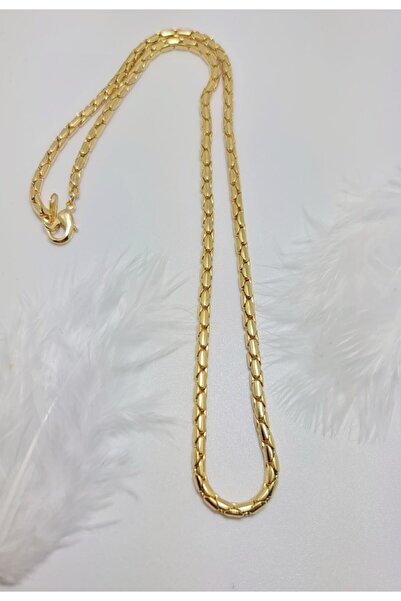 WONDER TOUCH 24k Parlak Altın Kaplama Yılan Sırtı Kolye yılan Kolye 45 cm