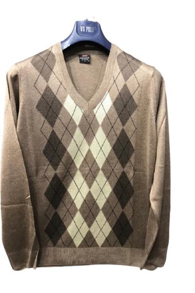 Nacar Erkek V Yaka Ince Triko Kazak