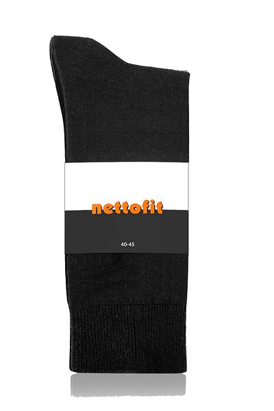 nettofit Πακέτο με 8 Ανδρικές Μαύρες Οικονομικές Βαμβακερές Κάλτσες