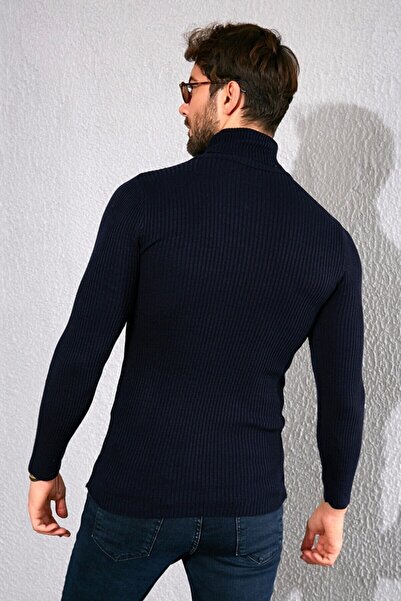 Nacar Erkek Lacivert Tam Balıkçı Triko