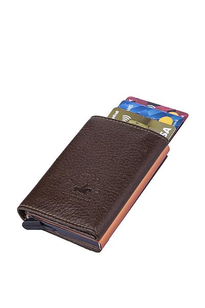 TREND West Polo Mechanism Card Holder Genuine Leather Brown 5540