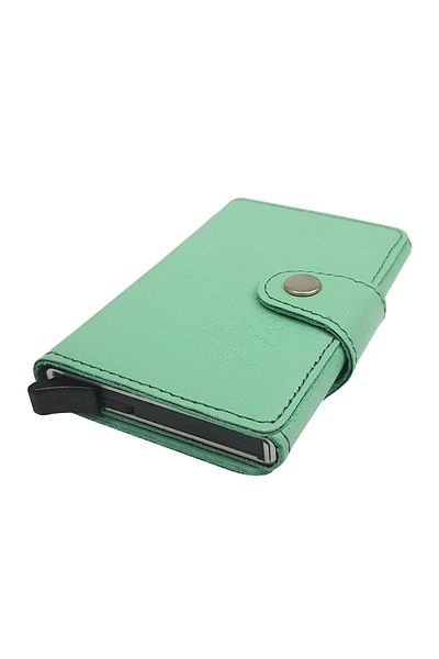 TREND West Polo Mechanism Card Holder Genuine Leather Water Green 5510