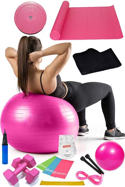 Jet 14-Piece Pilates Set Ball, 3-Piece Pilates Band Dumbbell Mat Jump Rope Twister Aerobic Thermal Belt