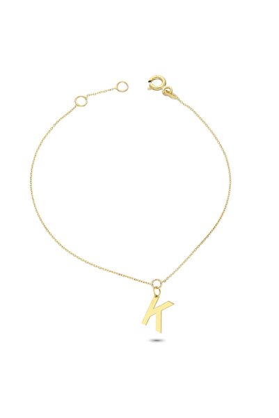 Glorria 14 Ayar Altın K Harfi Kadın Bileklik