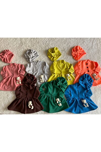 Anne Kız Tasarım Sarı Kız Bebek Elbise