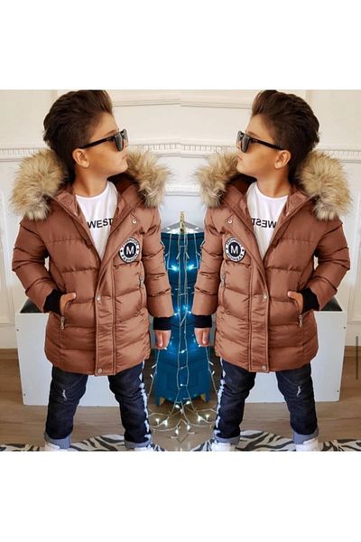 eliz kids Момчешко кожено палто с качулка