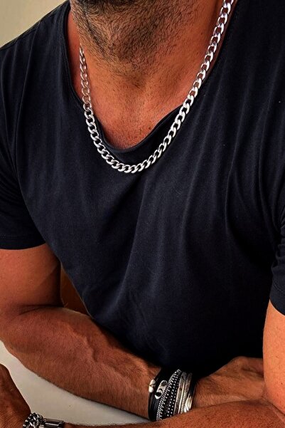 Bluem سلسلة رجالية رمادية سميكة موديل - سلسلة رجالية مستوردة من الفولاذ المقا...