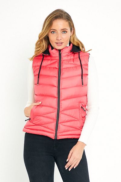 DYNAMO Vestă pufă roz pentru femei cu fleece cu glugă