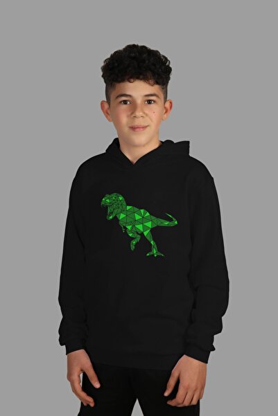 Raf Coll Dječja crna Sa kapuljačom majica sa dinosaurusom Digitalna štampa pa...