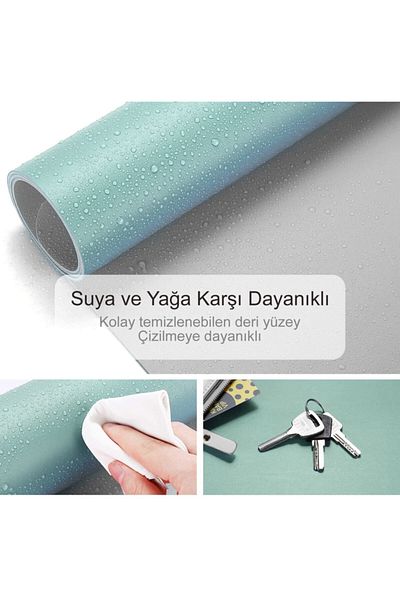 Xrades Double Color Leather Mousepad For Laptop Computer 80x40 Cm Ice Blue And Gray