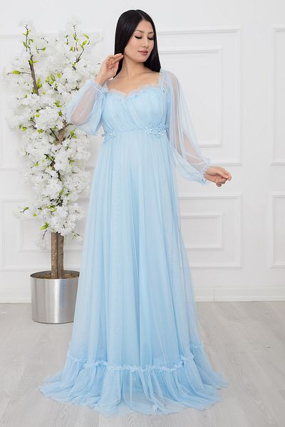 PULLIMM 13326 Rochie lungă din tul din dantelă
