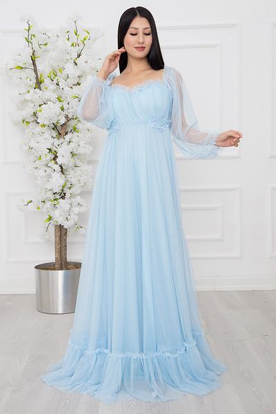 PULLIMM 13326 Rochie lungă din tul din dantelă