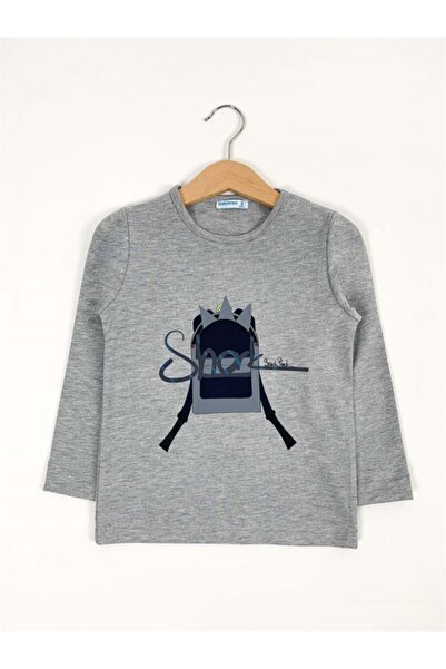 Mavipink Dečačka majica s dugim rukavima s printom ajkule u sivoj boji