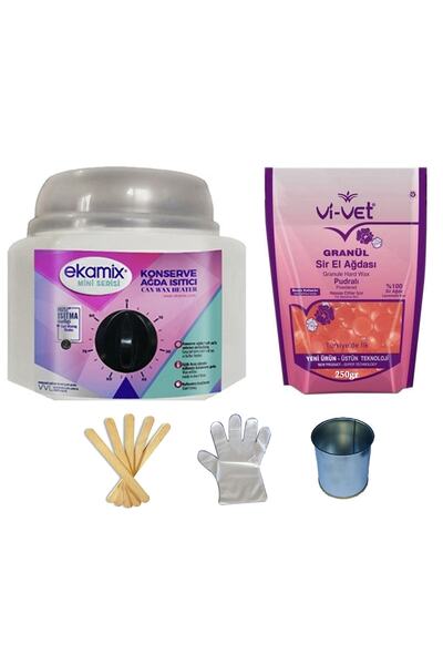 Ekamix Sir Ağda Makinesi+ Vivet Granül Pudralı Ağda 250gr + Cezve