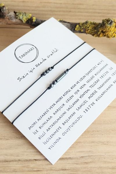 TAKIMAKI Hematite Stone Letter Bracelet Unisex Lover Combination