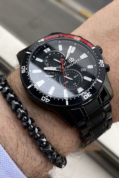 Bigotti Full Steel Black Men's Wristwatch Bracelet Gift Elg1067