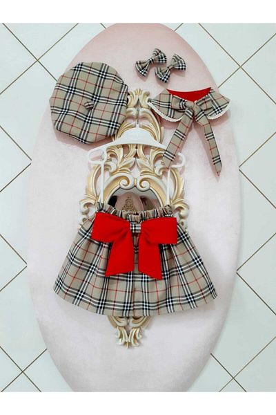 Eylülce Butik Pattern Paper Bag Skirt & Hat & Vintage Collar & Buckle Set
