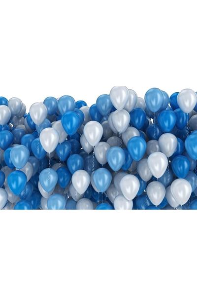Parti dolabı 25 Metallic Pearlescent (Dark Blue-White) Mixed Balloons Flying with Helium