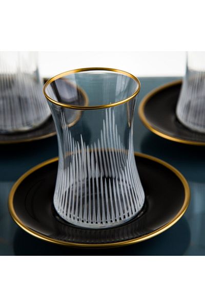 EKOSEHOME Camgerblack Gold 12 Piece Cay Set for 6 Persons