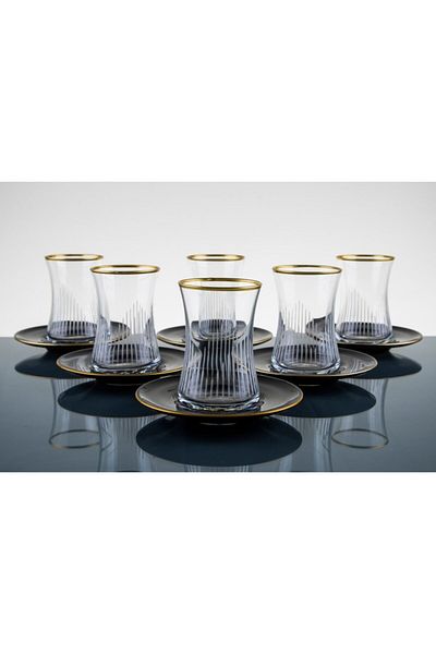 EKOSEHOME Camgerblack Gold 12 Piece Cay Set for 6 Persons