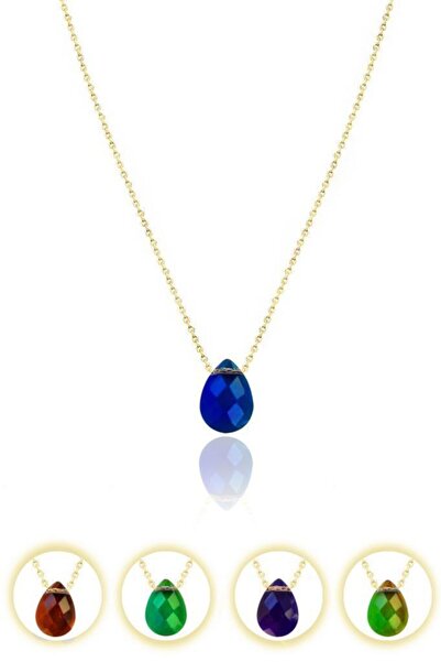 Aykat Gümüş His Taşı Kolye Renk Değiştiren Yaldızlı Gümüş Kadın Kolye Uc-429