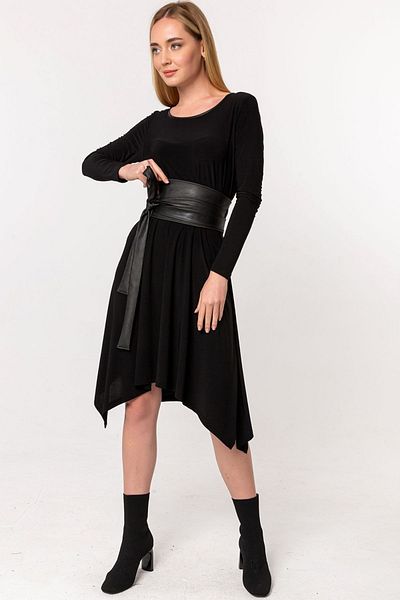 Laranor Black Asymmetrical Shalwar Cut Dress