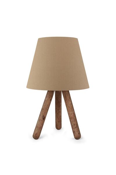 HOMİNG Tasarım Ahşap Üç Ayaklı Abajur Kumaş Ayd-1968